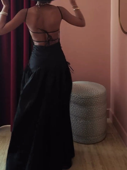 Open Back Cami Bubble Maxi Dress