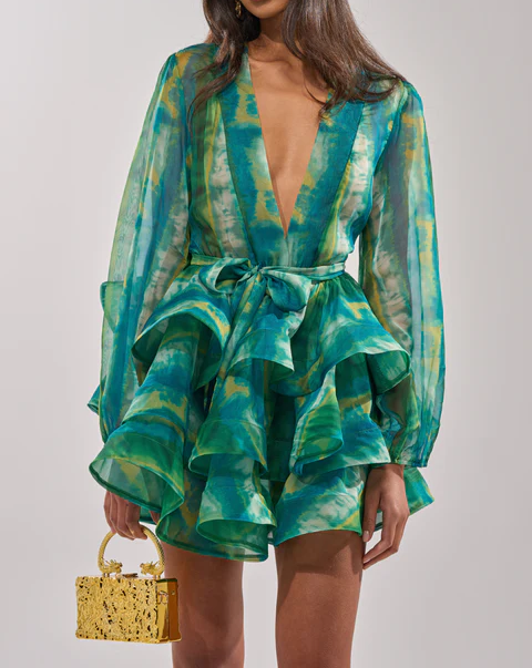 SEA BREEZE RUFFLE MINI DRESS