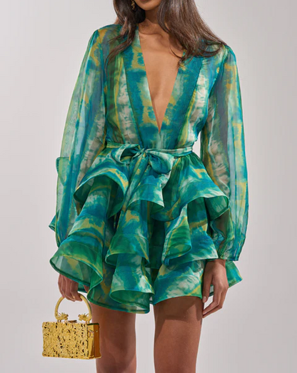 SEA BREEZE RUFFLE MINI DRESS