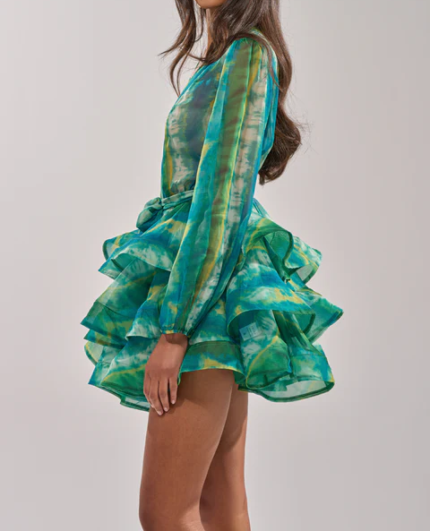 SEA BREEZE RUFFLE MINI DRESS