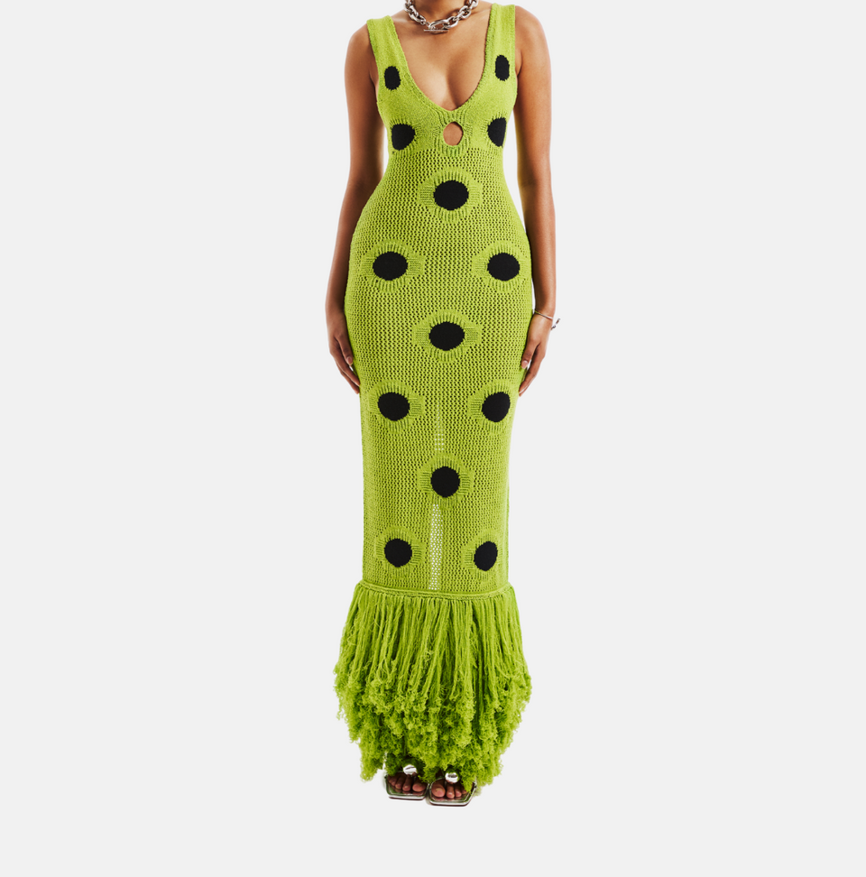 Hollow design knitted long dress