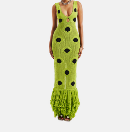 Hollow design knitted long dress