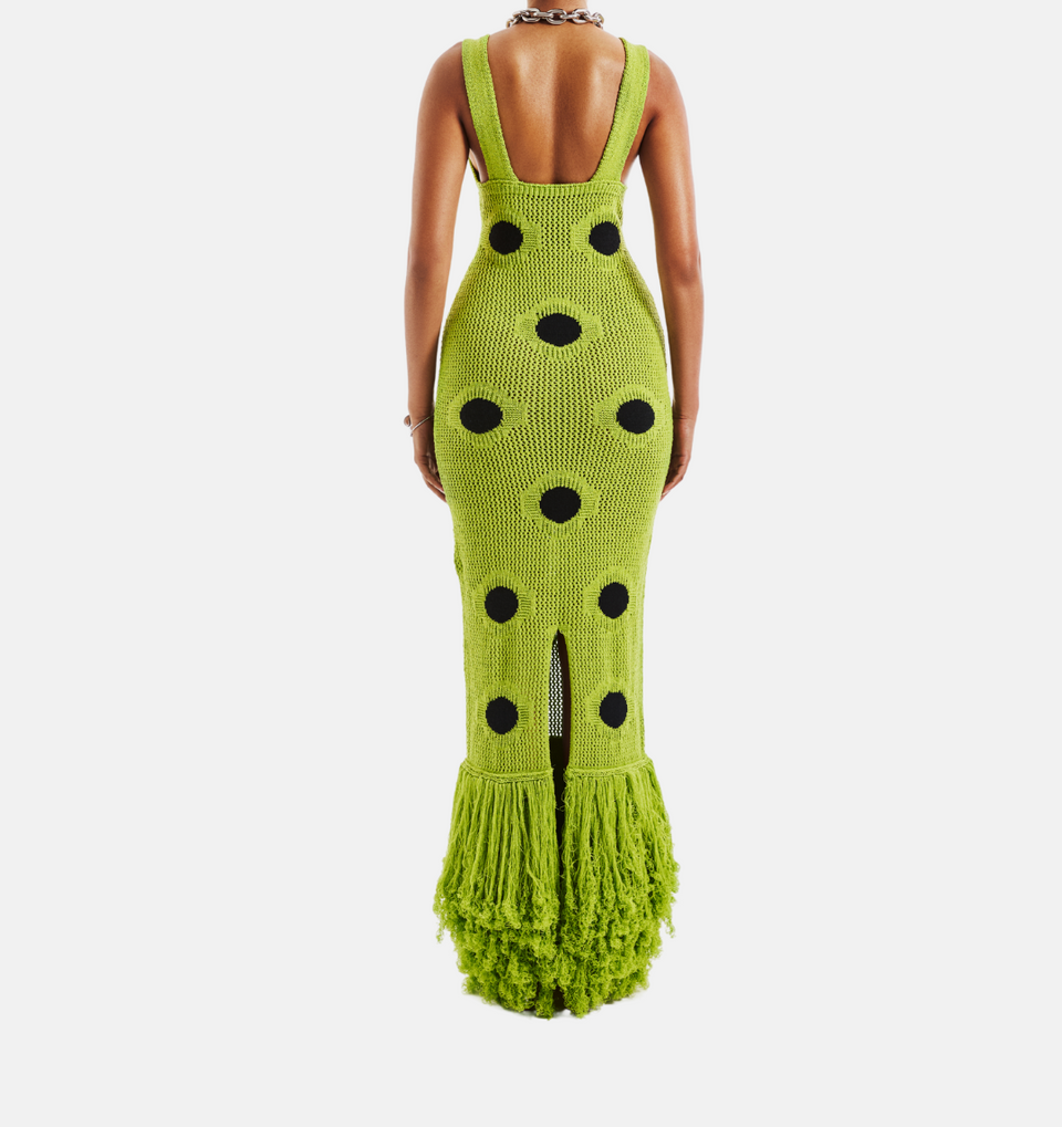 Hollow design knitted long dress