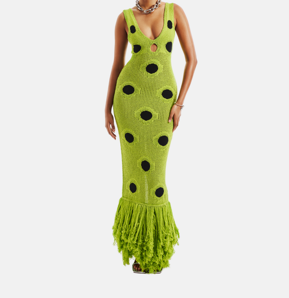 Hollow design knitted long dress