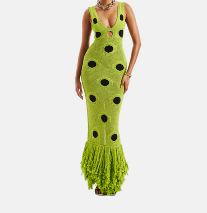 Hollow design knitted long dress