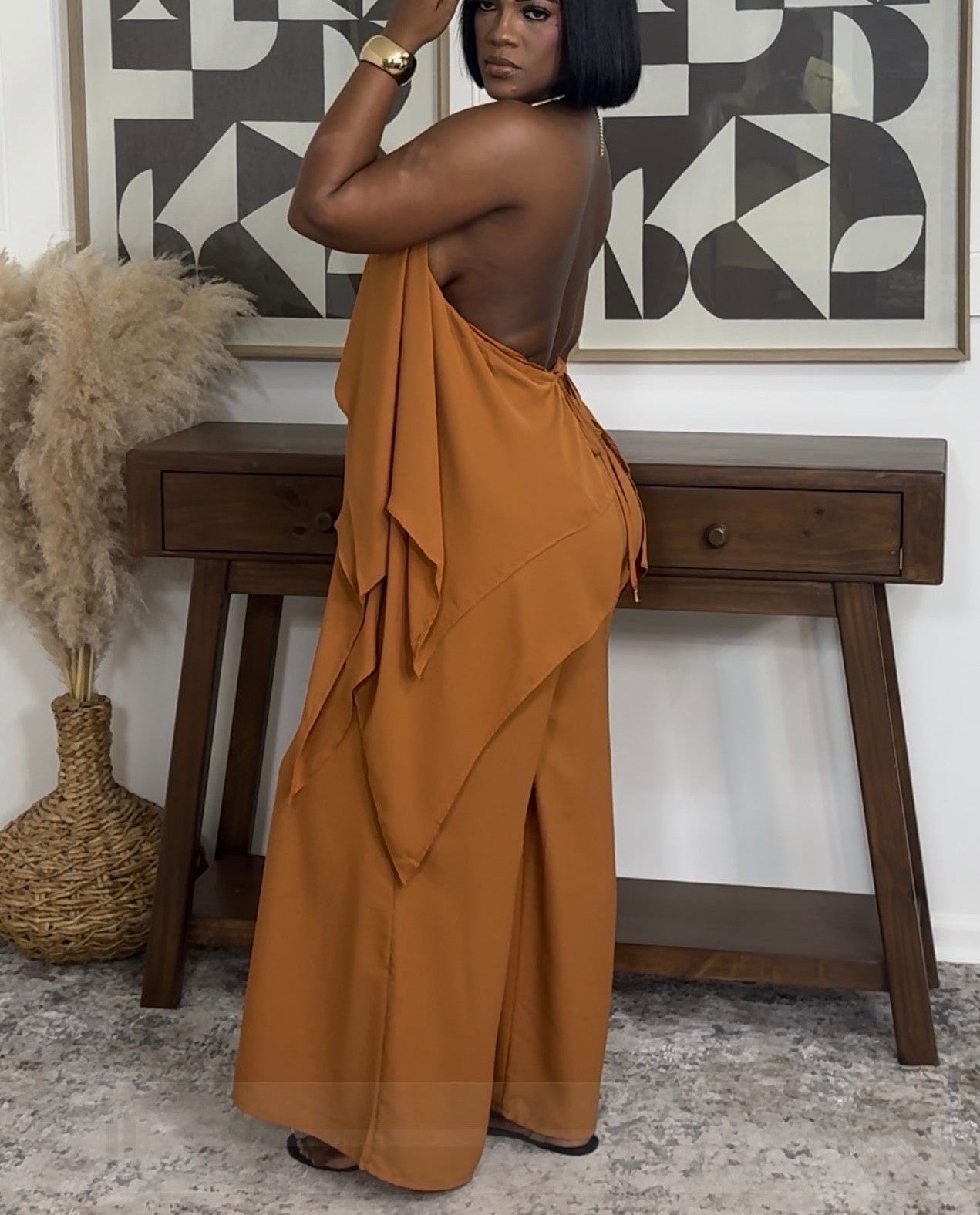 Elegance In Orange Jumpsuit