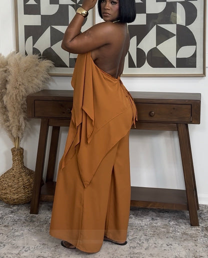 Elegance In Orange Jumpsuit