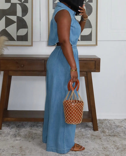 Stretchy Denim Jumpsuit