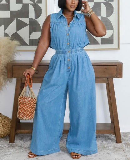 Stretchy Denim Jumpsuit