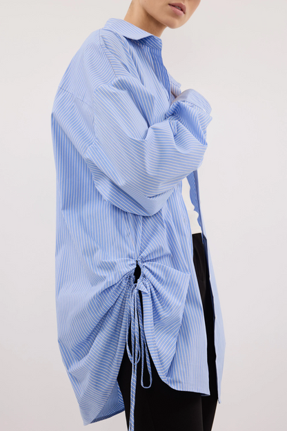Blue Stripe Side Tie Shirt