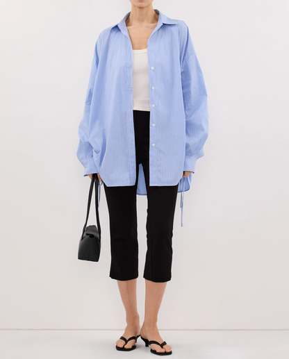 Blue Stripe Side Tie Shirt