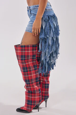 Distressed Fringed Denim Shorts
