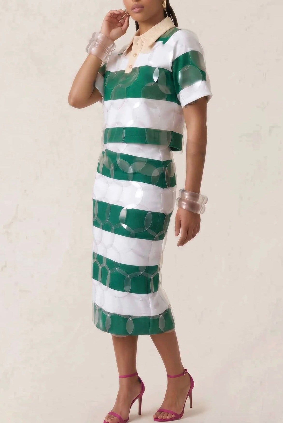 Striped Rugby Cropped Polo Set