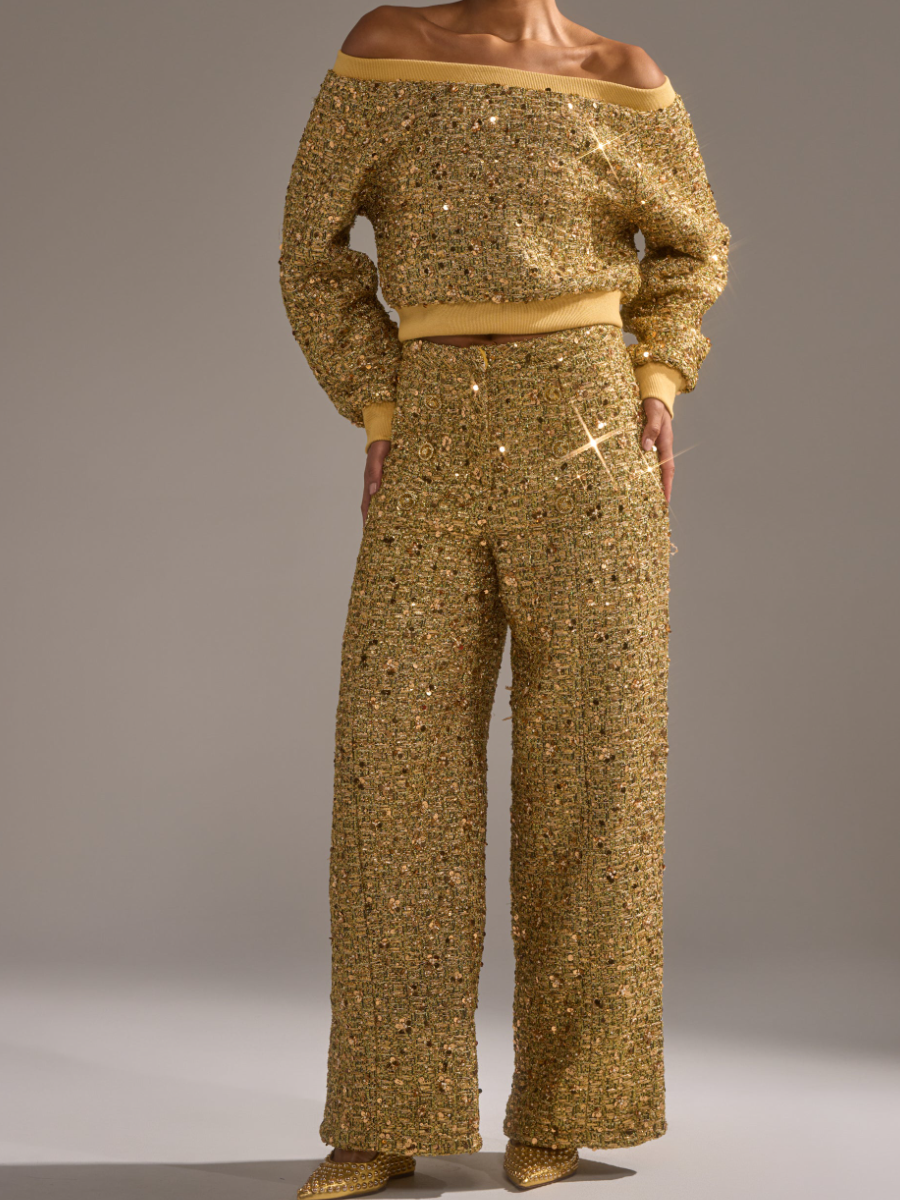Metallic Knit Shoulder Suit