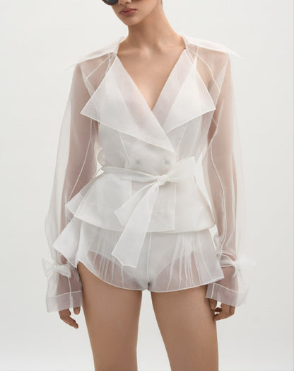 Sheer Cropped Trench Set