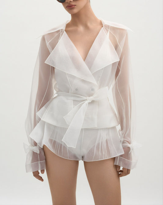 Sheer Cropped Trench Set