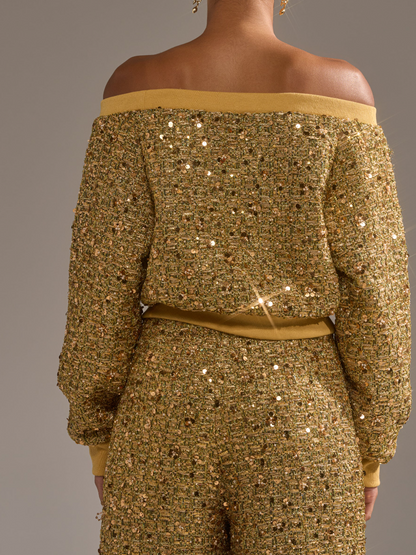 Metallic Knit Shoulder Suit