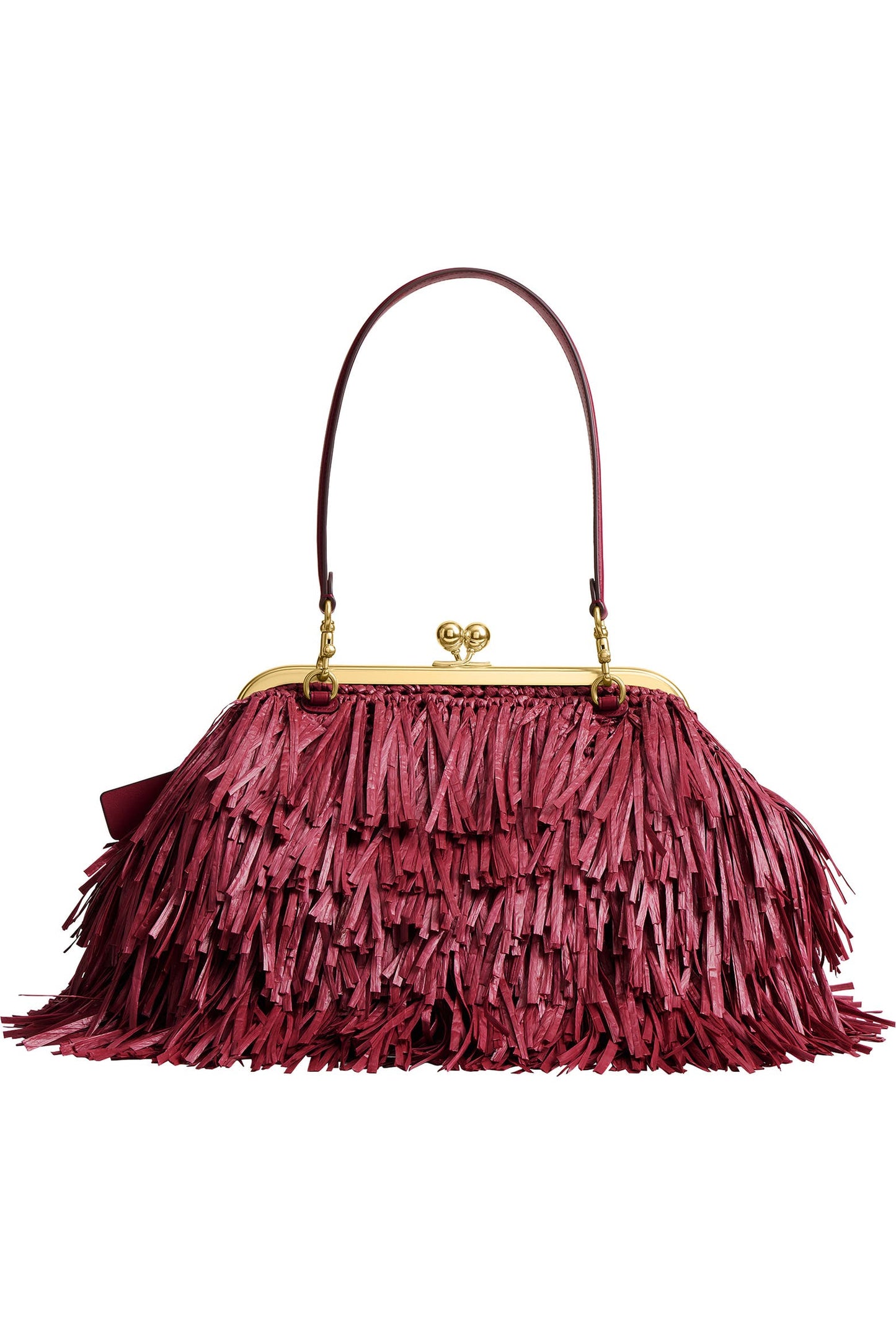 Kisslock Fringe Straw Frame Bag