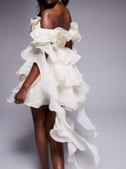 Ruffle off the shoulder mini dress