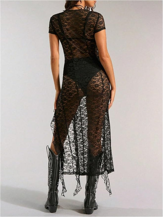Floral Sheer Lace Dress