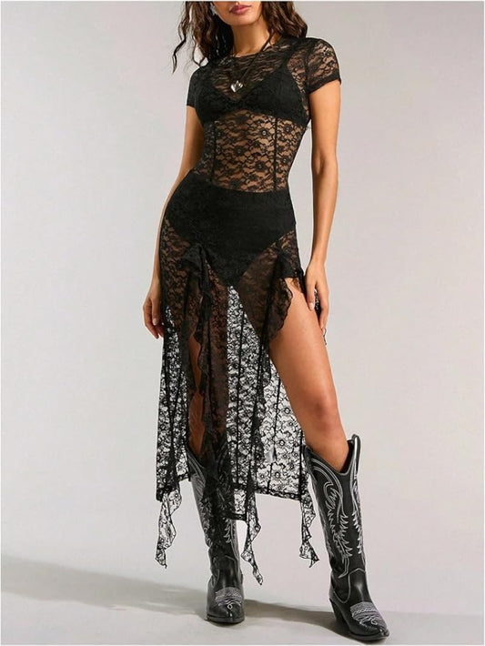 Floral Sheer Lace Dress