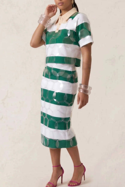 Striped Rugby Cropped Polo Set