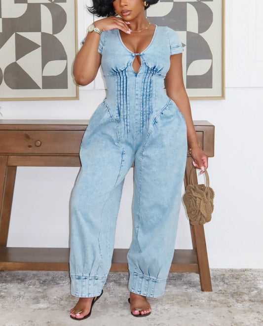 Signature Denim Battel Jumpsuit