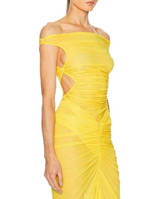Cut Out Ruched Top+Ruched Pocket Long Skirt