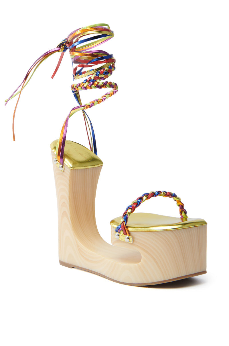 RAINBOW STRAPPY WEDGE SANDAL
