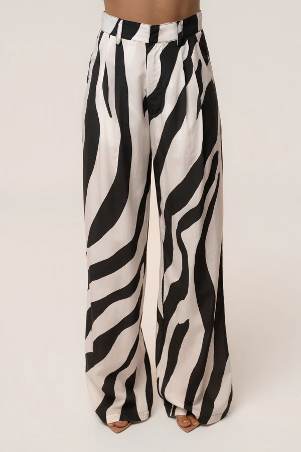 Zebra-Print Sleeveless Top + Flow Trousers