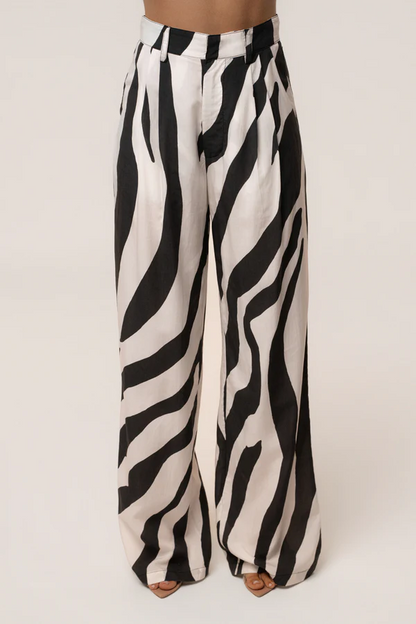 Zebra-Print Sleeveless Top + Flow Trousers