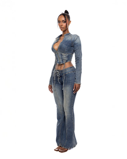 Form-fitting denim set