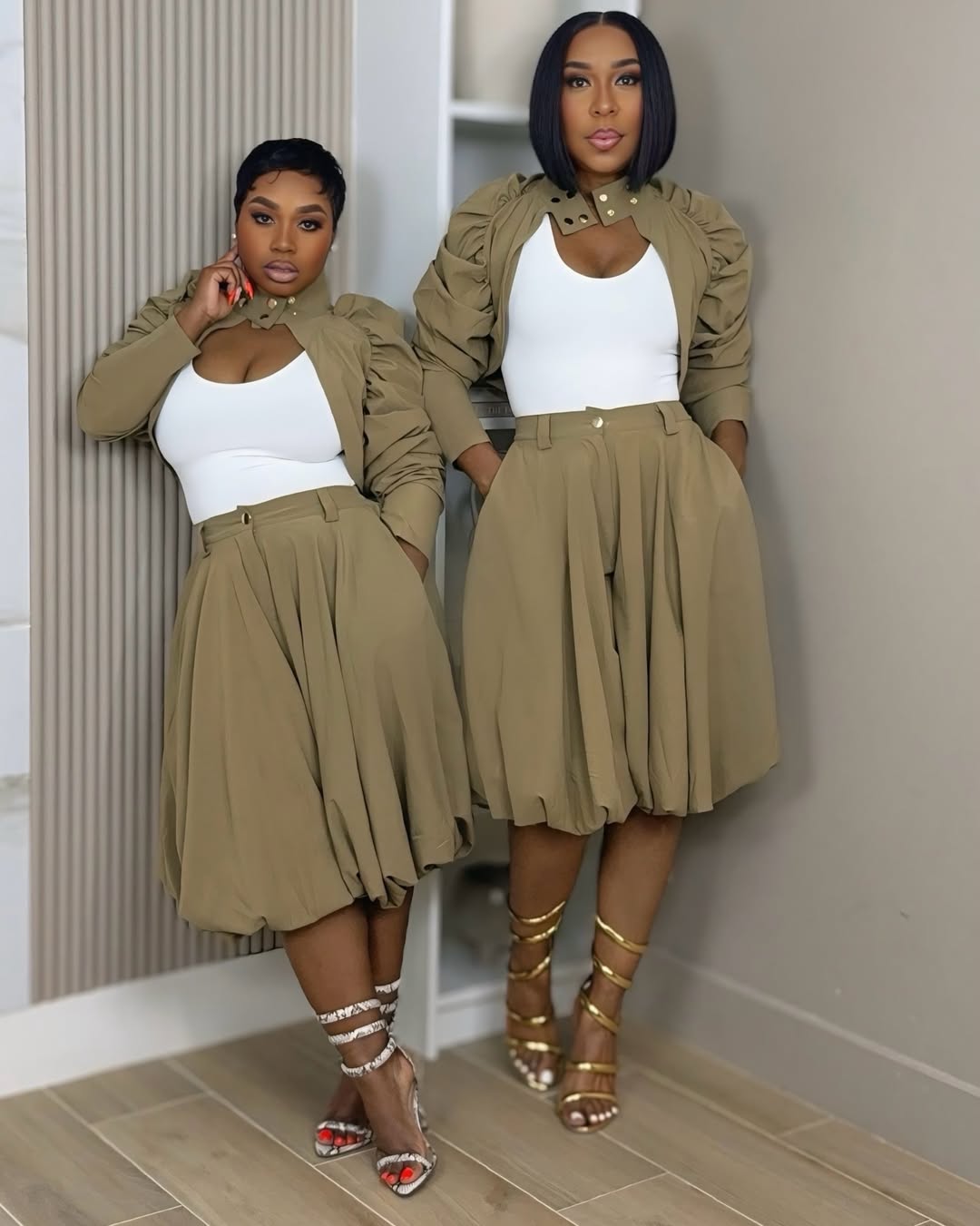 Asymmetrical button-down set