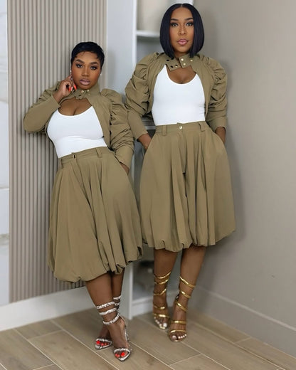 Asymmetrical button-down set