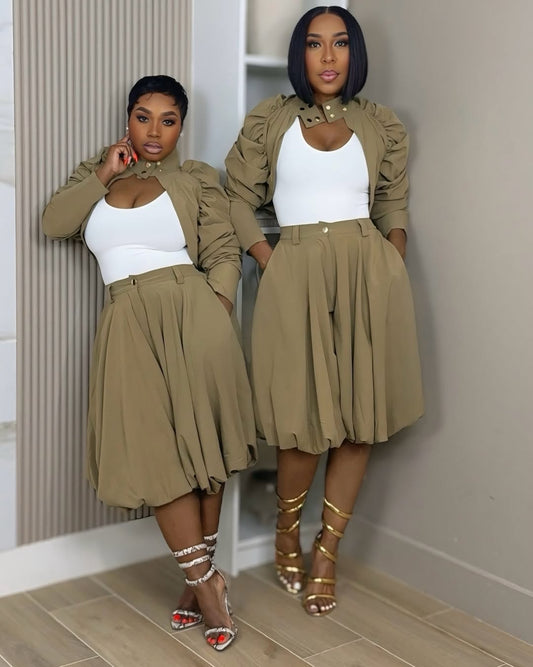 Asymmetrical button-down set
