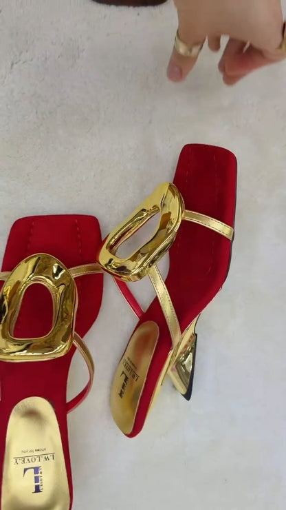 Square Thick Heel Thong Sandals