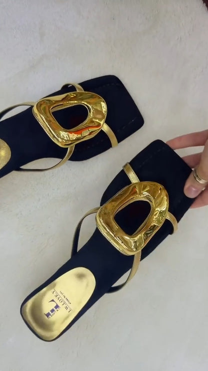 Square Thick Heel Thong Sandals