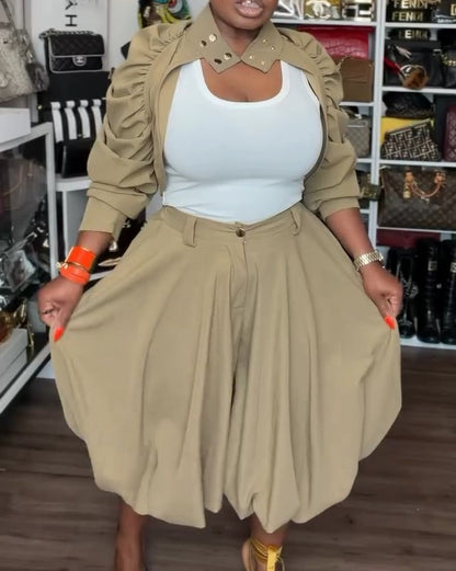 Asymmetrical button-down set