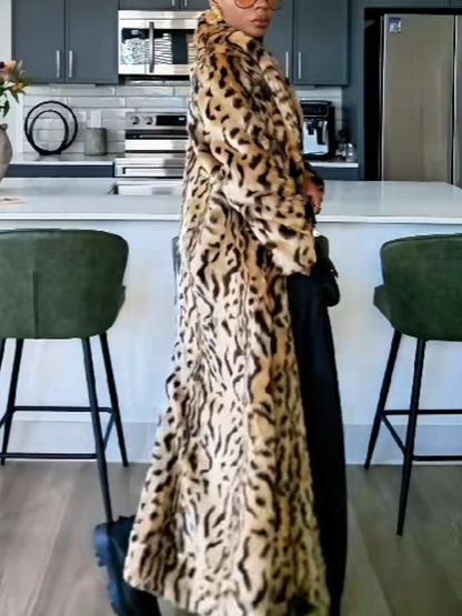 Faux Fur Leopard Print Coat