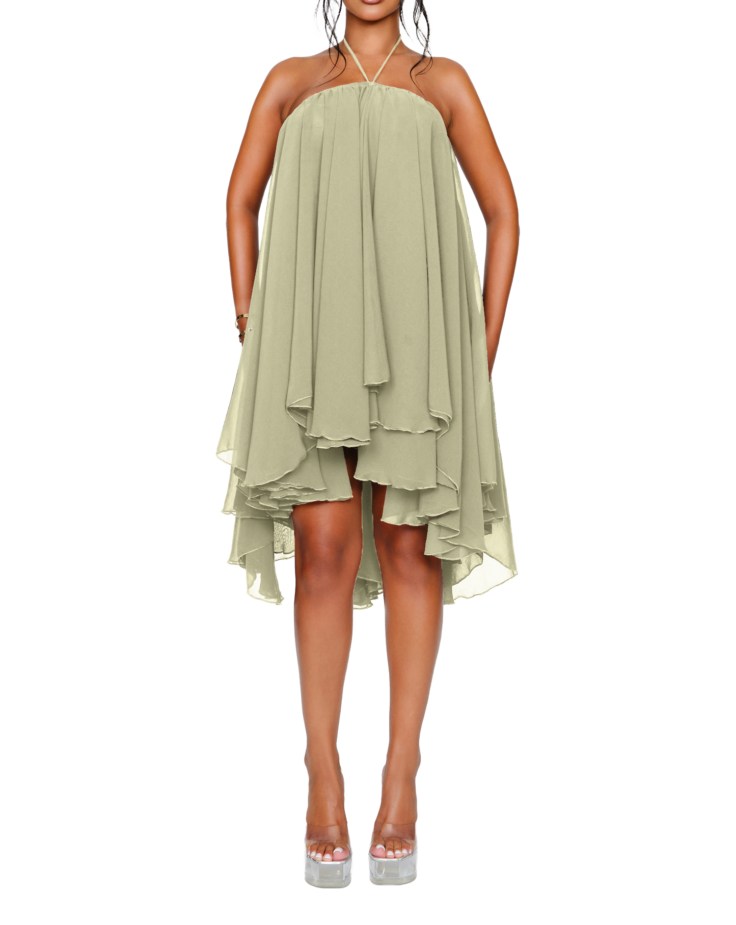 Strapless Pleated Mini Dress
