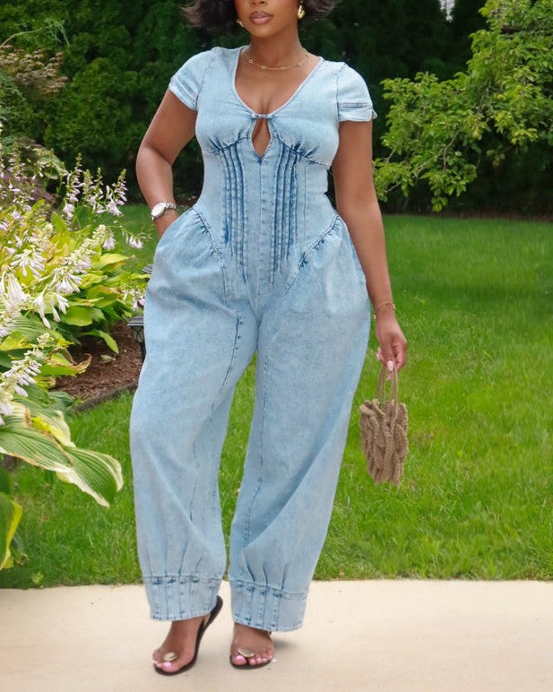 Signature Denim Battel Jumpsuit