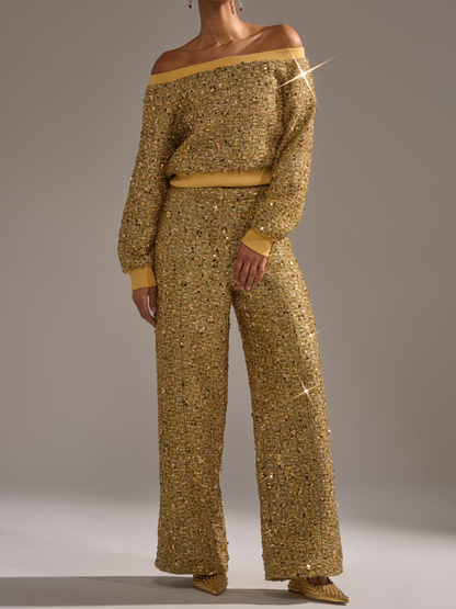 Metallic Knit Shoulder Suit