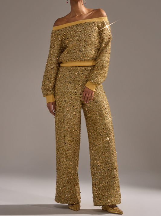 Metallic Knit Shoulder Suit