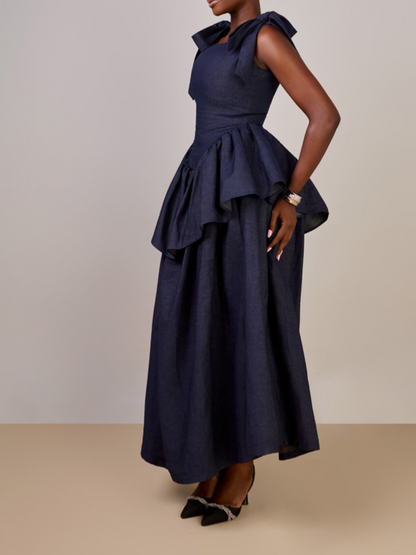 Sleeveless Waisted Ruffle Dress