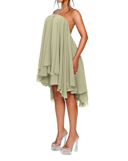 Strapless Pleated Mini Dress