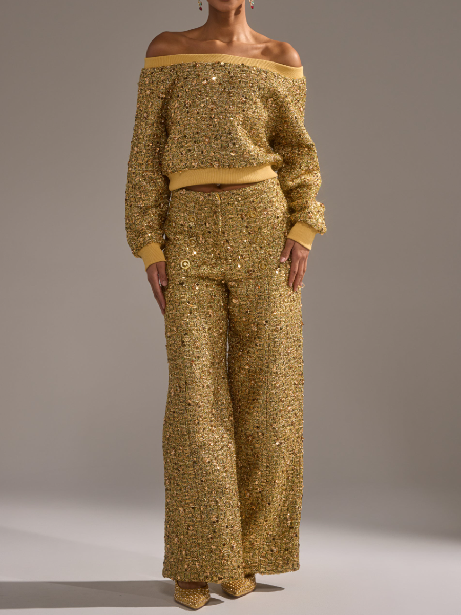 Metallic Knit Shoulder Suit