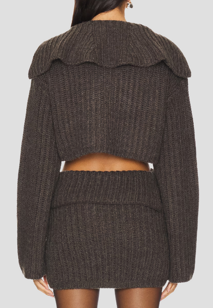 Chic Grey Knit Skirt 2pc Set