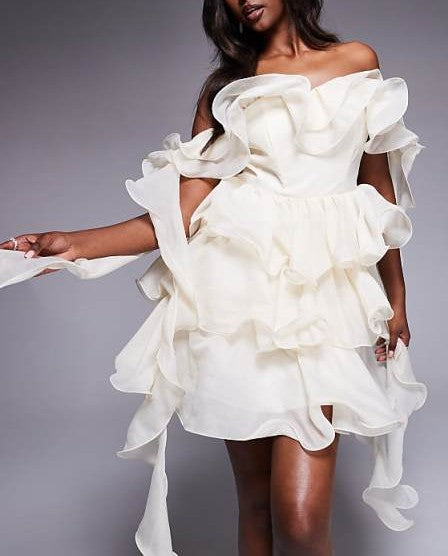 Ruffle off the shoulder mini dress