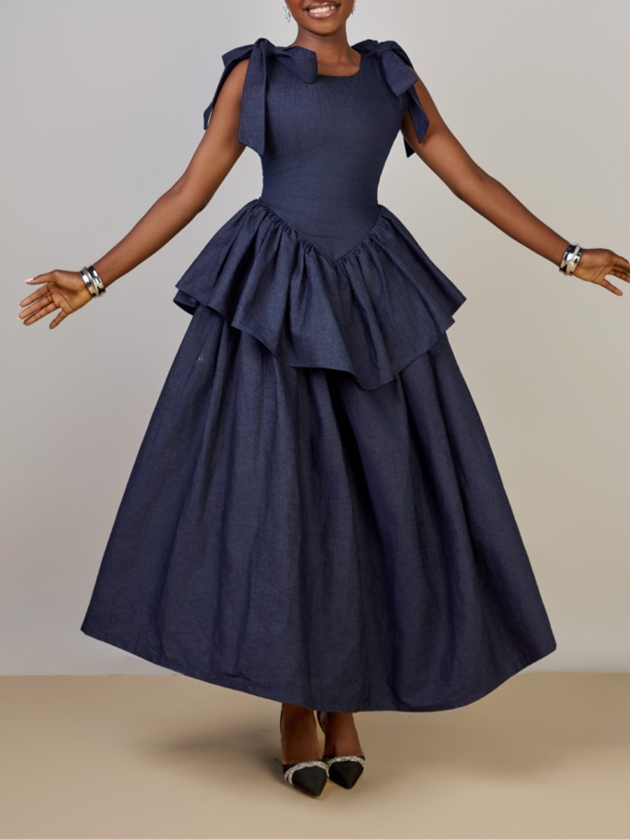 Sleeveless Waisted Ruffle Dress