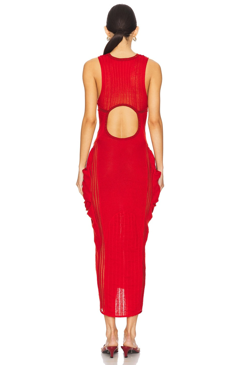Pleated fabric maxi vest dress